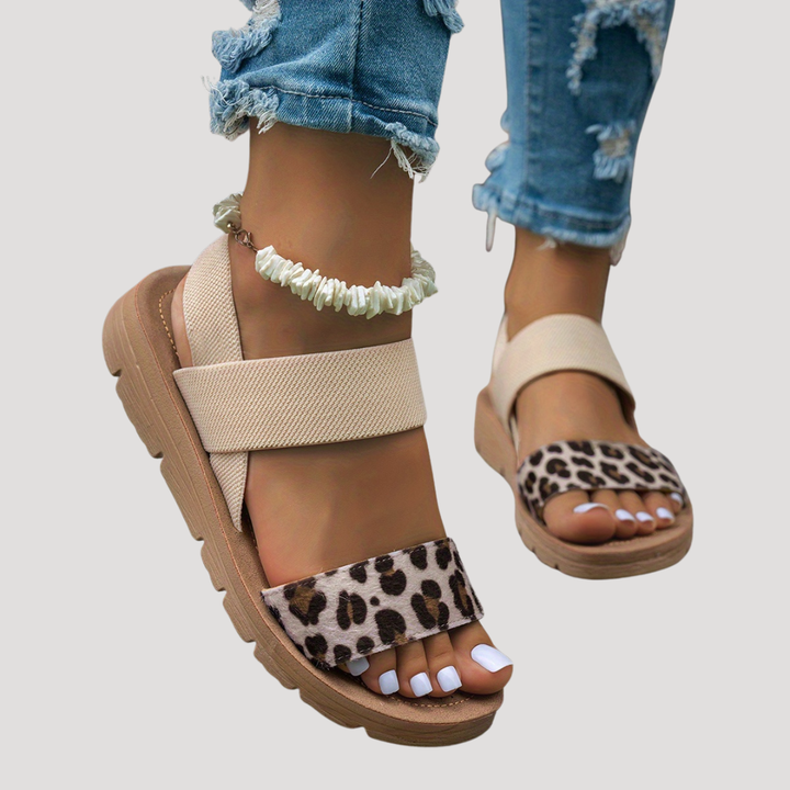 Schicke Leopardenmuster Cross-Strap Flache Sandalen | Ultimativer Komfort für Damen