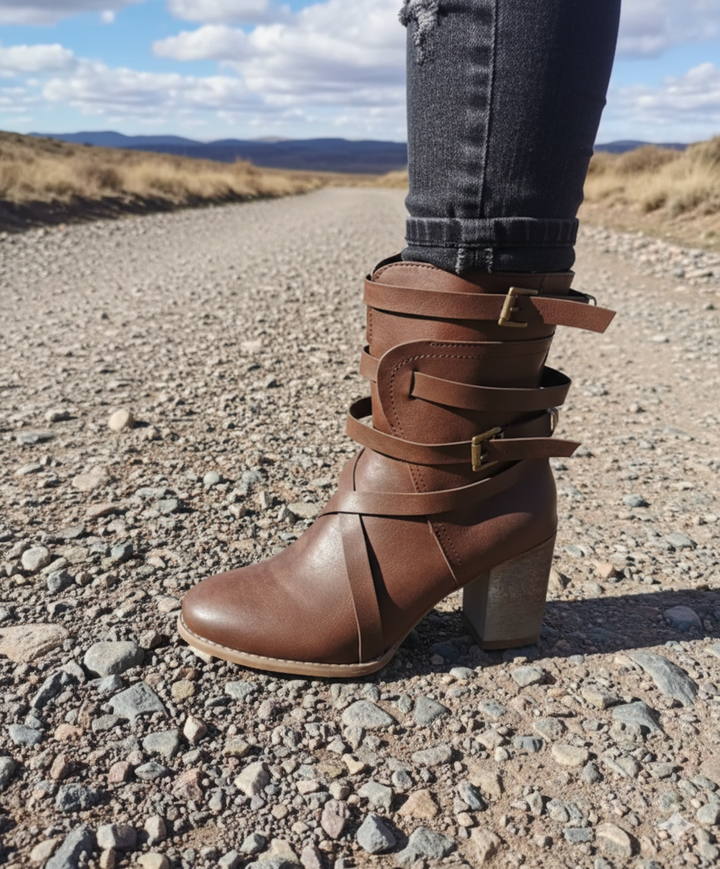 Damen Schnallenriemen Stiefeletten