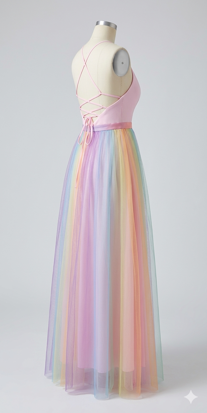 Damen Maxikleid mit Halter-V-Ausschnitt