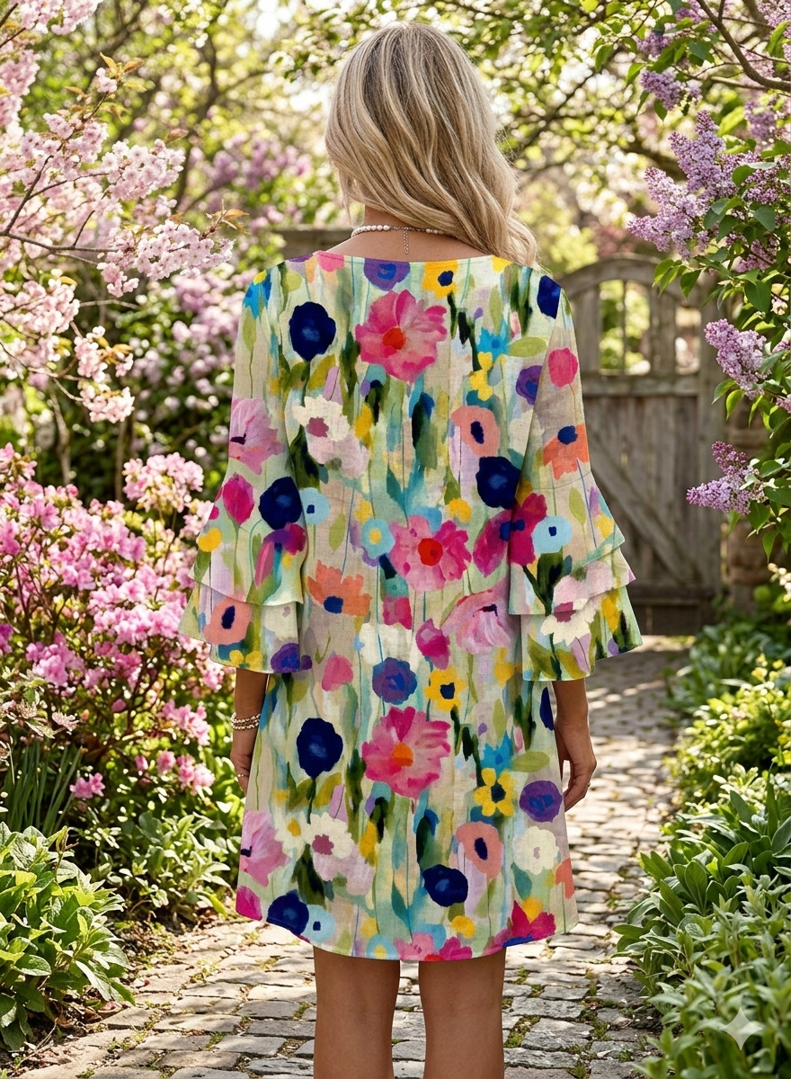 Mia | Schickes Mini-Kleid für Damen mit Blumenmuster und V-Ausschnitt