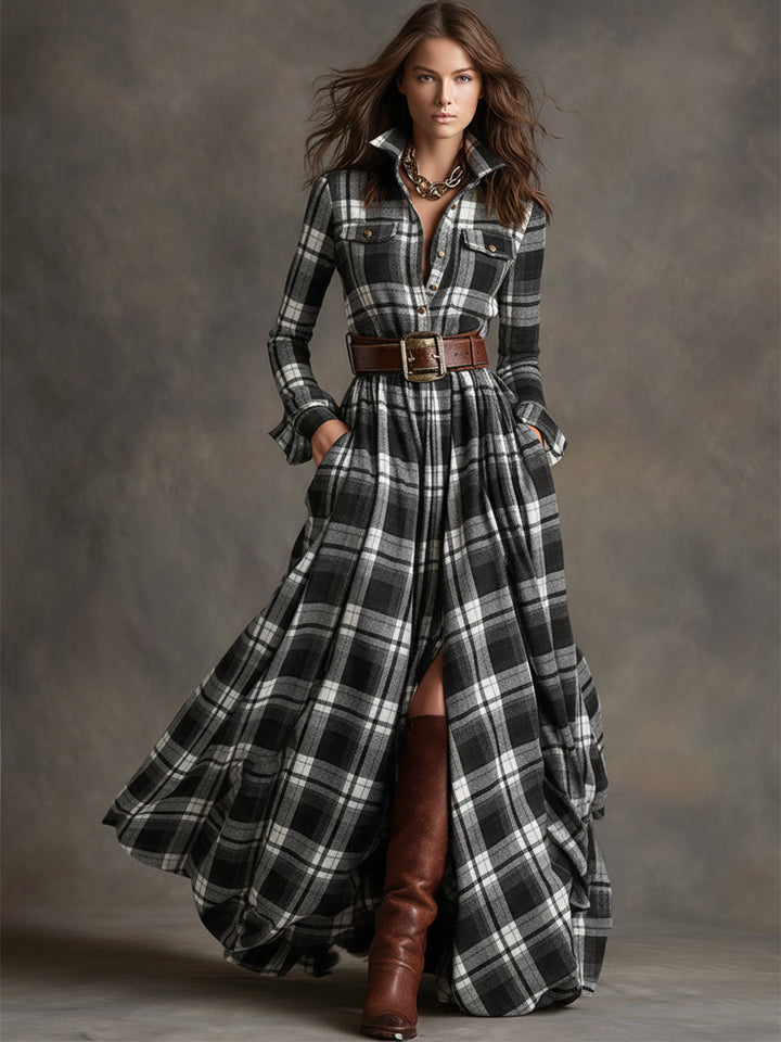 Evelyn | Klassisches, elegantes Hemdkleid für Damen mit langen Ärmeln