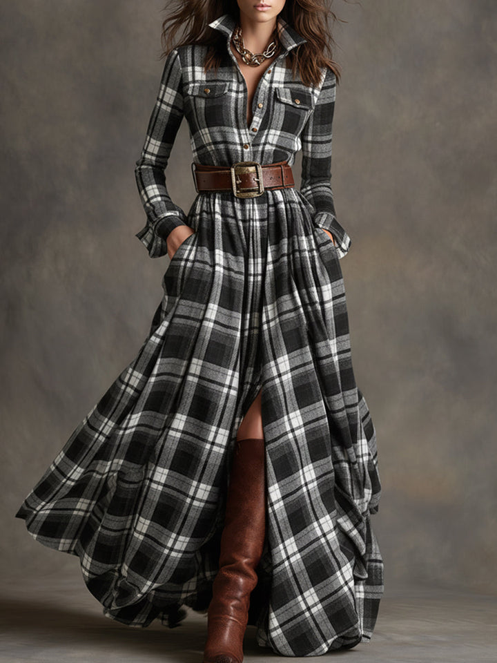Evelyn | Klassisches, elegantes Hemdkleid für Damen mit langen Ärmeln