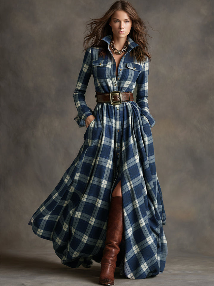 Evelyn | Klassisches, elegantes Hemdkleid für Damen mit langen Ärmeln