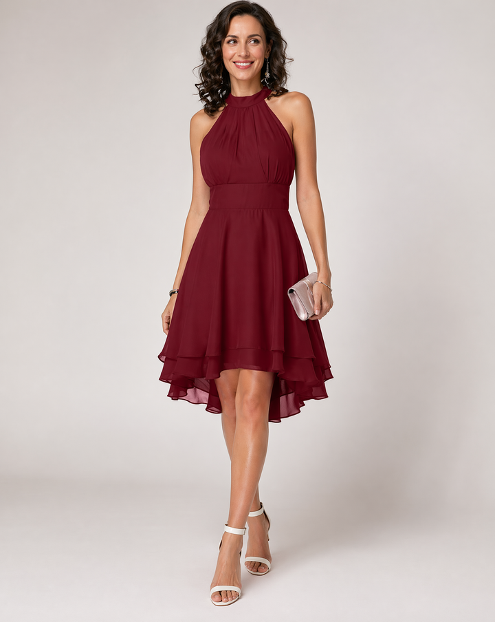 Damen Minikleid mit High-Low-Saum und Halter