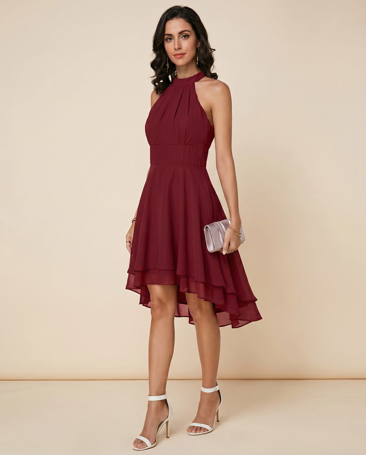 Damen Minikleid mit High-Low-Saum und Halter