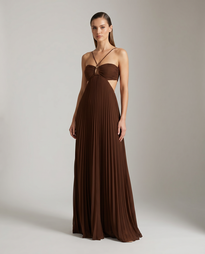 Damen Cut-Out ärmelloses Maxikleid