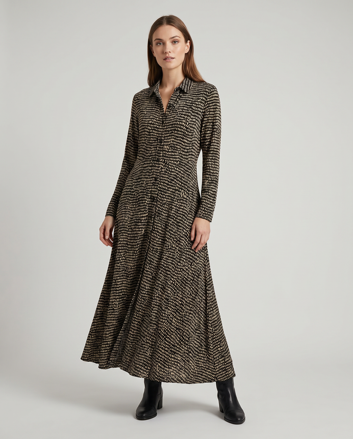 Damen Maxikleid mit Langarm und Taschen