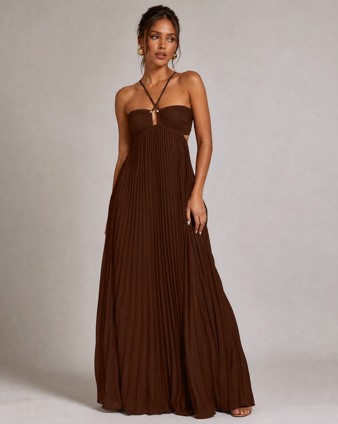 Damen Cut-Out ärmelloses Maxikleid