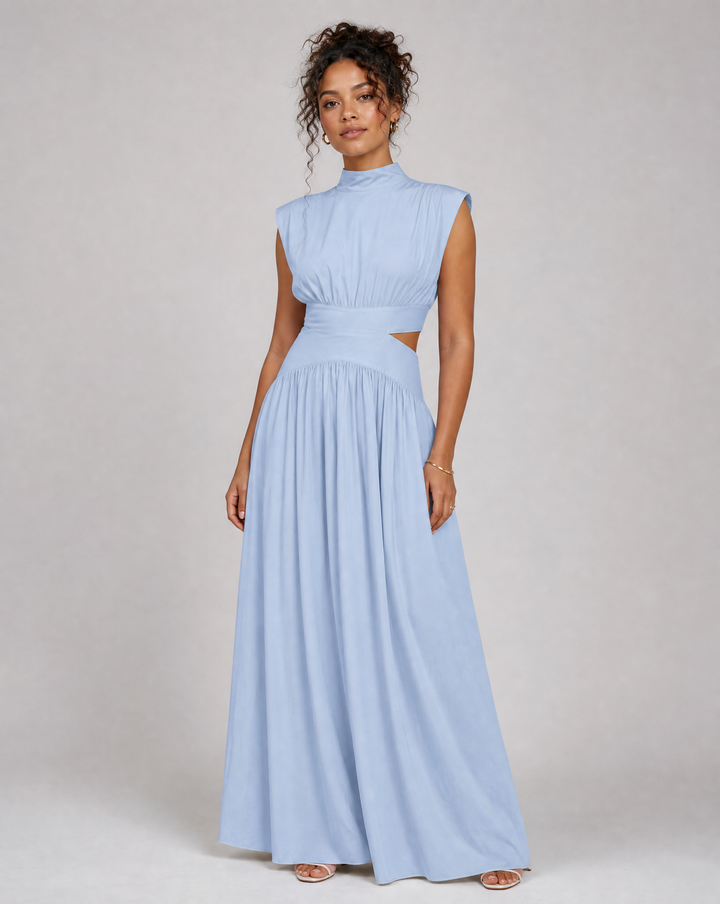 Damen Maxikleid mit Deckelärmeln und Ausschnitten