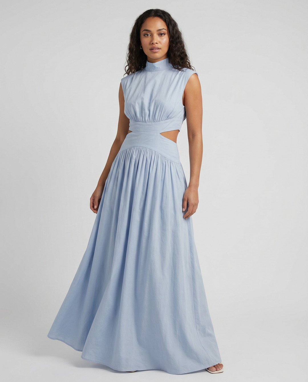 Damen Maxikleid mit Deckelärmeln und Ausschnitten