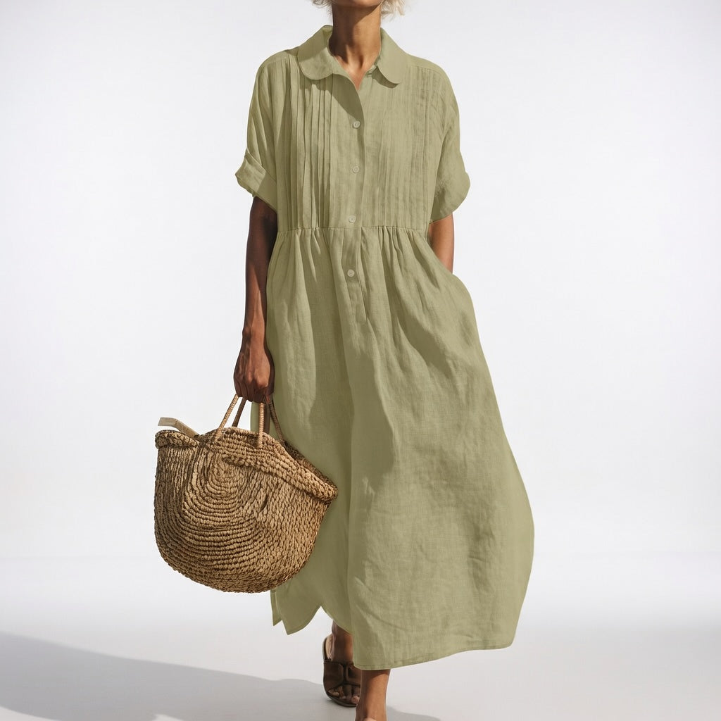 Lindie | Müheloses Sommerhemdkleid für Damen mit kurzen Ärmeln und langen Ärmeln