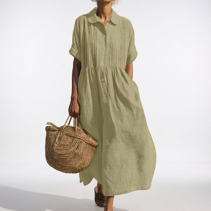 Lindie | Müheloses Sommerhemdkleid für Damen mit kurzen Ärmeln und langen Ärmeln