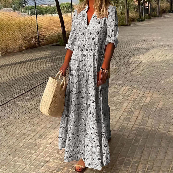Mia | Boho Kleid mit V-Ausschnitt und langen Ärmeln