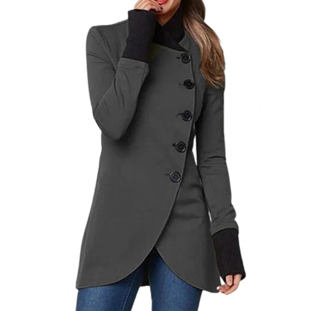Damen-Jacke mit Stehkragen, langen Ärmeln und Knöpfen