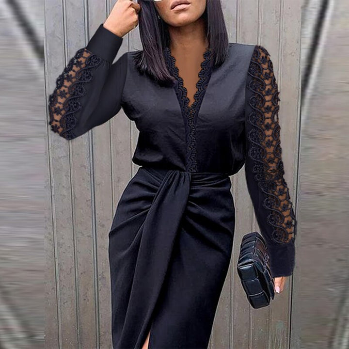 Elegantes Lang Cocktailkleid | s Abendkleid für Damen mit V-Ausschnitt