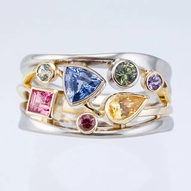 Vintage Ring Bunter Zirkon für Damen