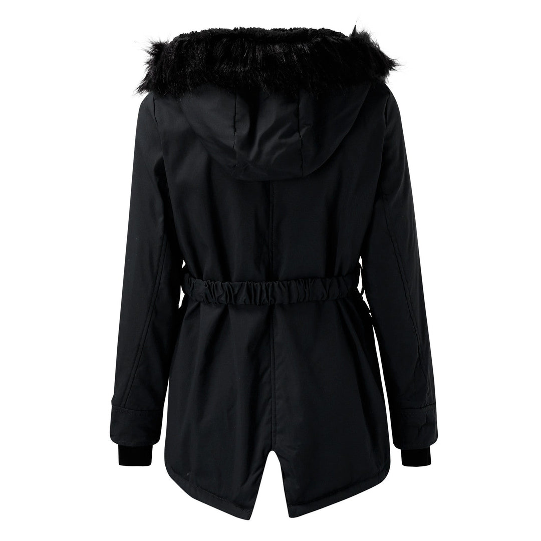 Damenparka mit Knöpfen, Kapuze und Taschen