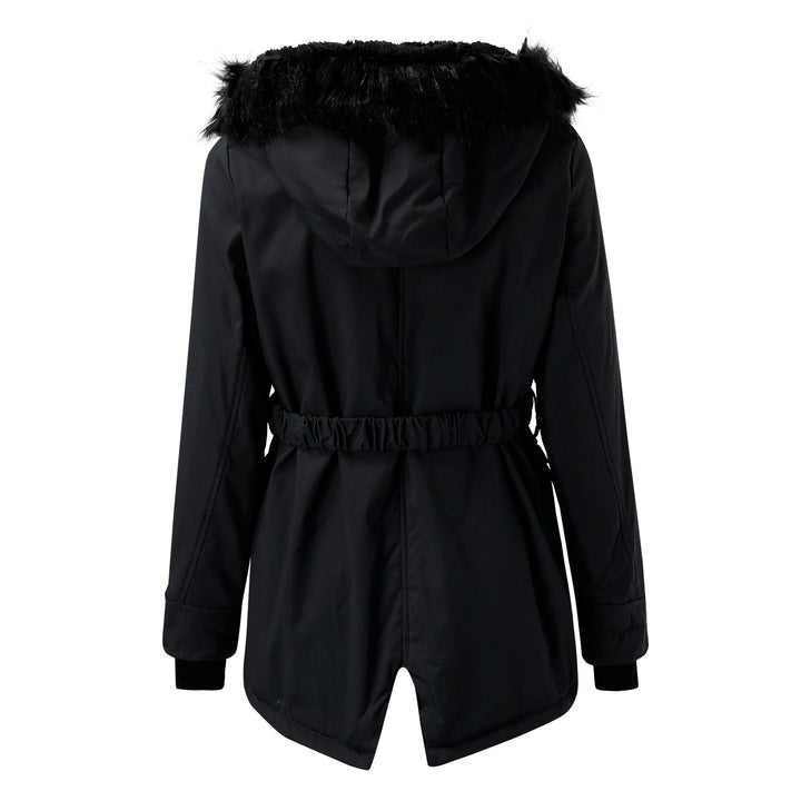 Damenparka mit Knöpfen, Kapuze und Taschen