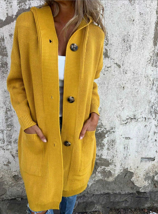 Heidi | Lässiger langer Cardigan für Damen mit V-Ausschnitt und langen Ärmeln