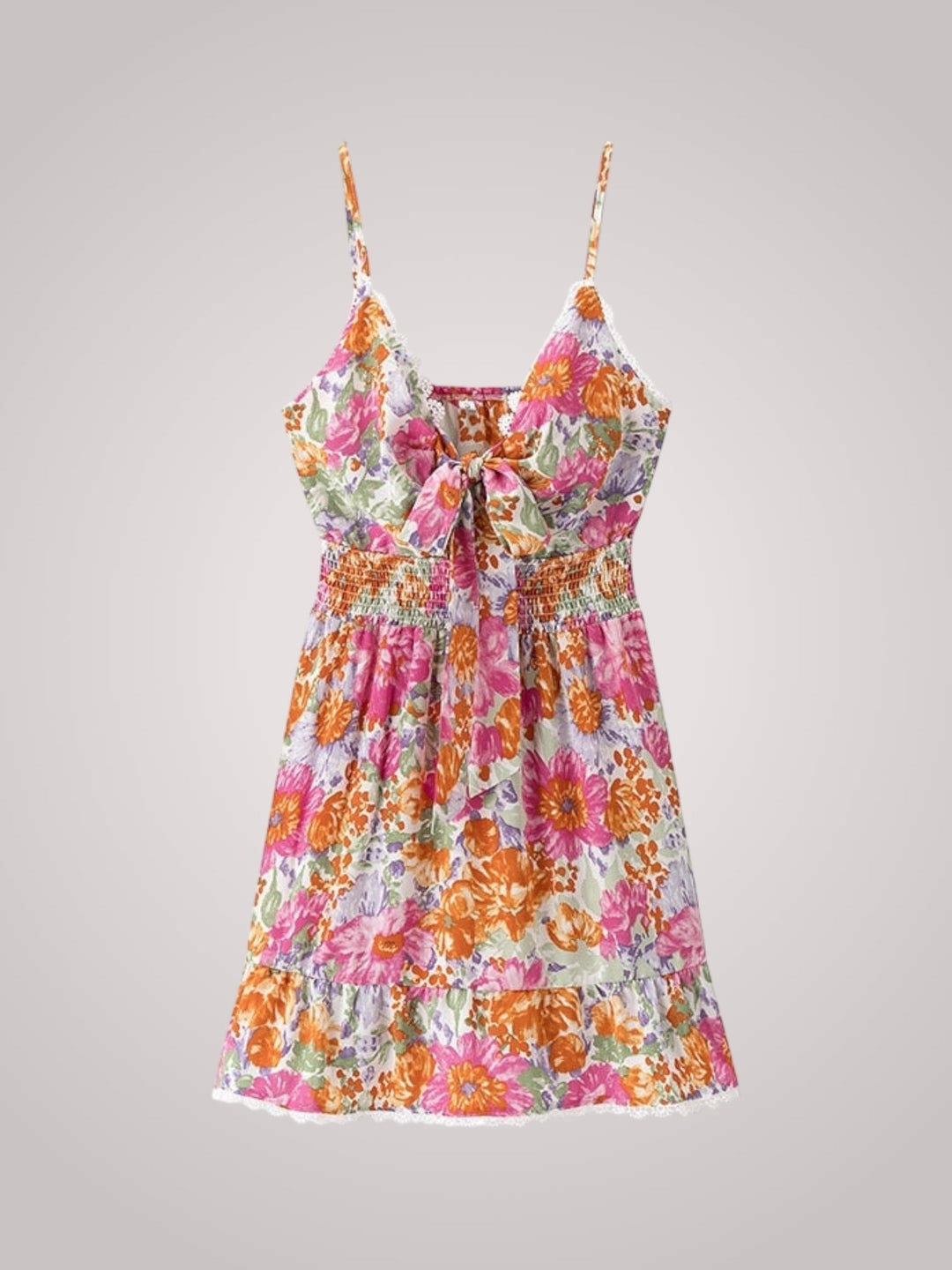 Mia | Damen Minikleid mit Blumenmuster und Rüschensaum
