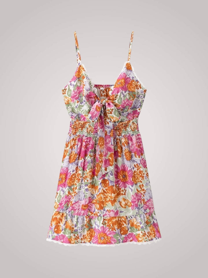 Mia | Damen Minikleid mit Blumenmuster und Rüschensaum