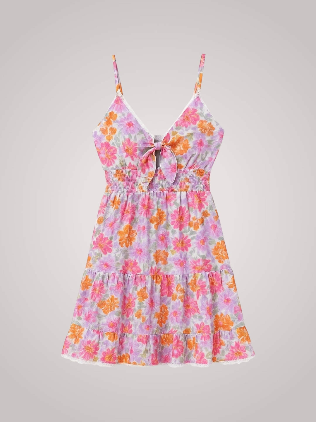 Mia | Damen Minikleid mit Blumenmuster und Rüschensaum