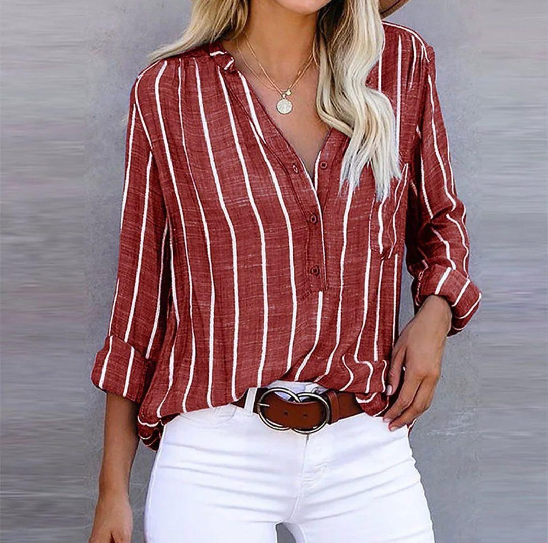 Candace | Gestreifte lässige Bluse mit Streifen und langen Ärmeln