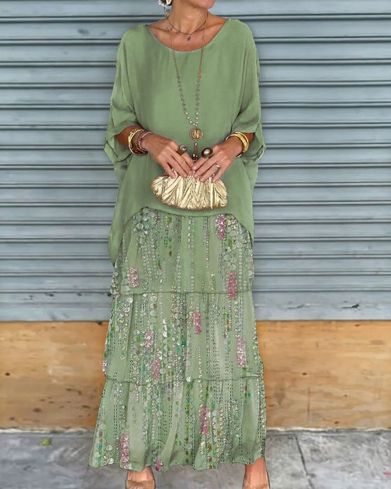 Emie | Schichtkleid im Boho-Eleganz-Stil mit Rundhalsausschnitt und langen Ärmeln