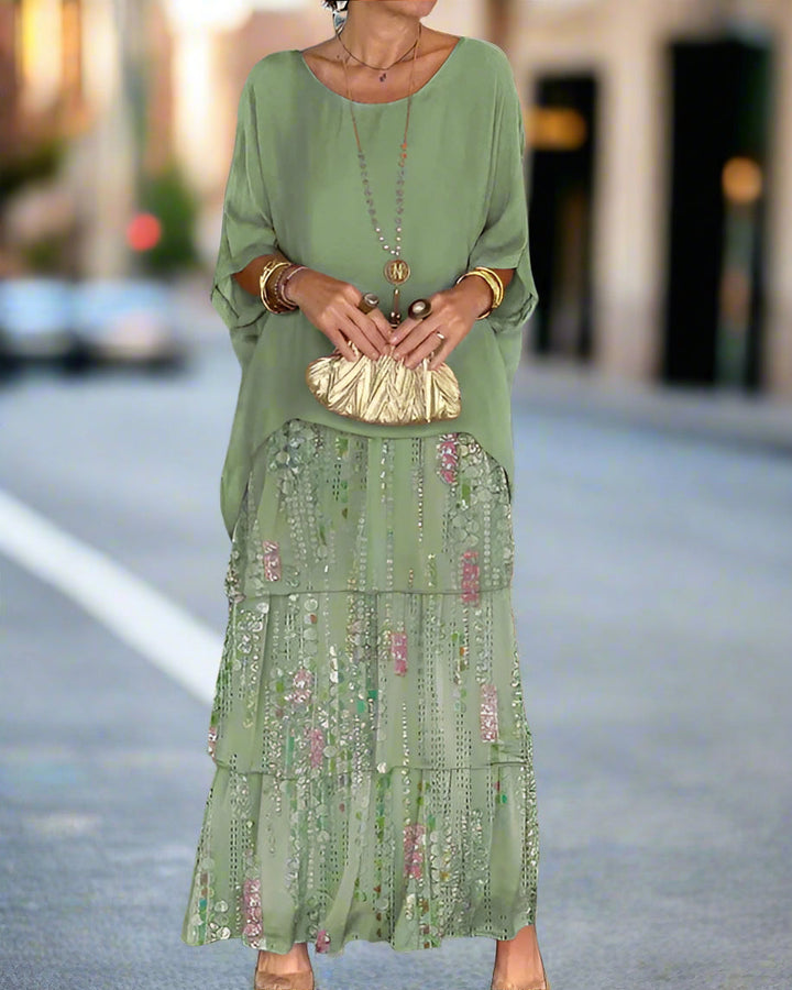 Emie | Schichtkleid im Boho-Eleganz-Stil mit Rundhalsausschnitt und langen Ärmeln