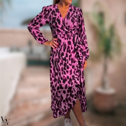 Elena | Leopardenkleid mit V-Ausschnitt