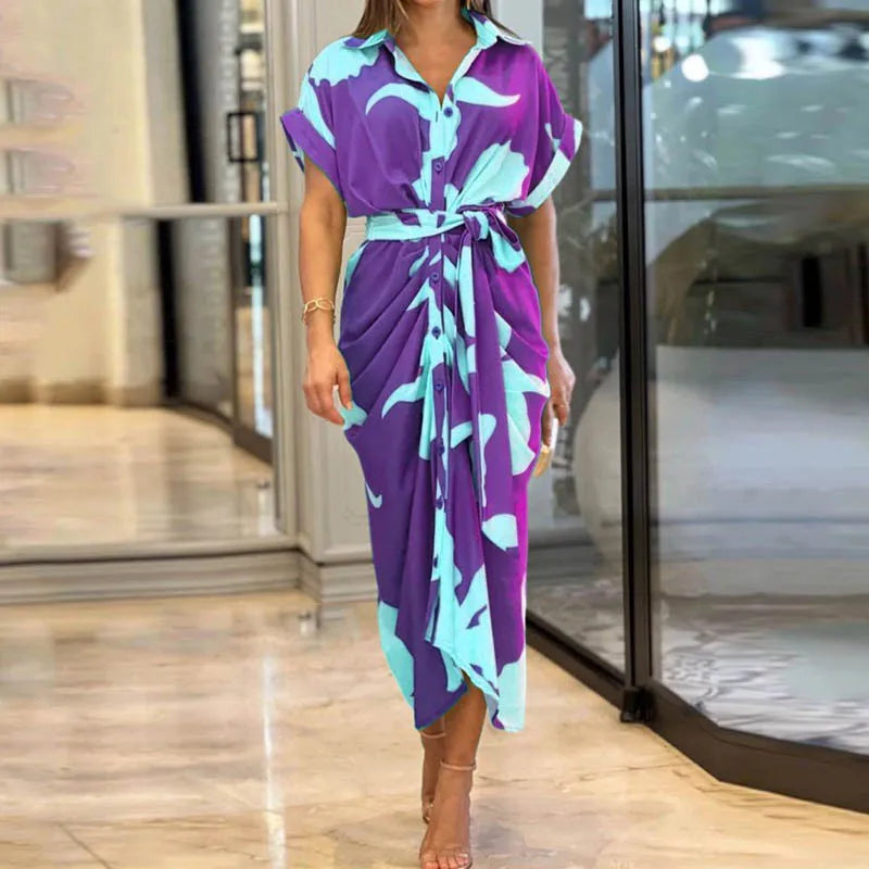 Tahlia | Elegantes Freizeitkleid mit V-Ausschnitt und langen Ärmeln