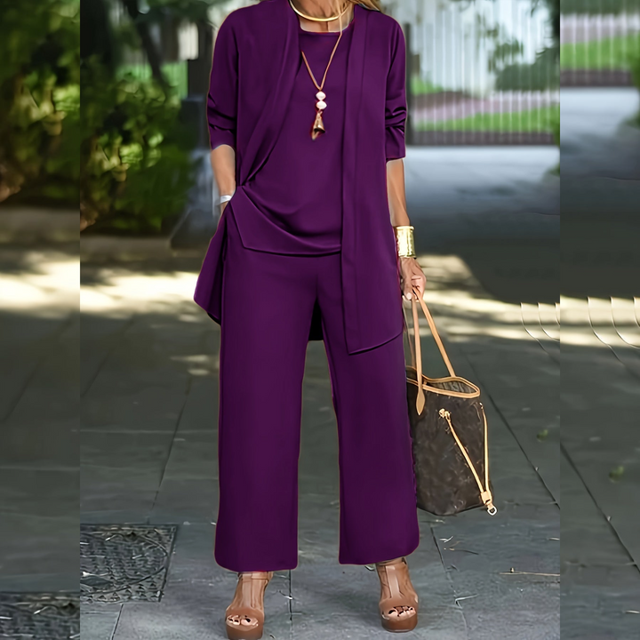 Layla | Stilvolles Chic Drei-Teile-Set für Damen mit Rundhalsausschnitt