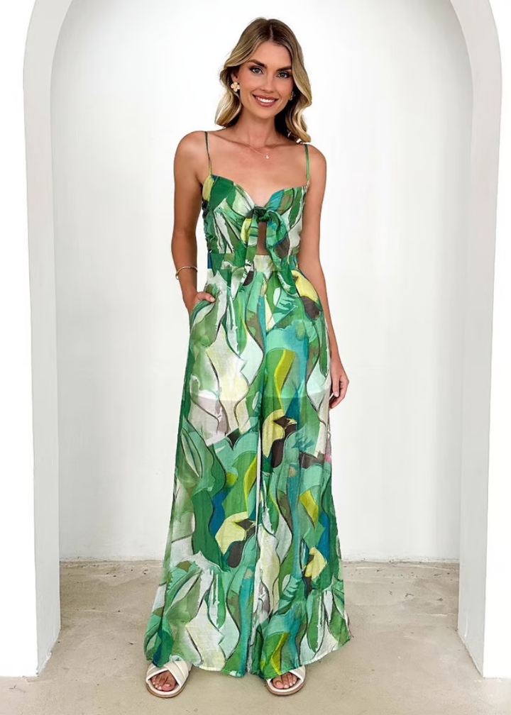 Sofia | Damen ärmelloser Cut-Out Jumpsuit mit Taschen