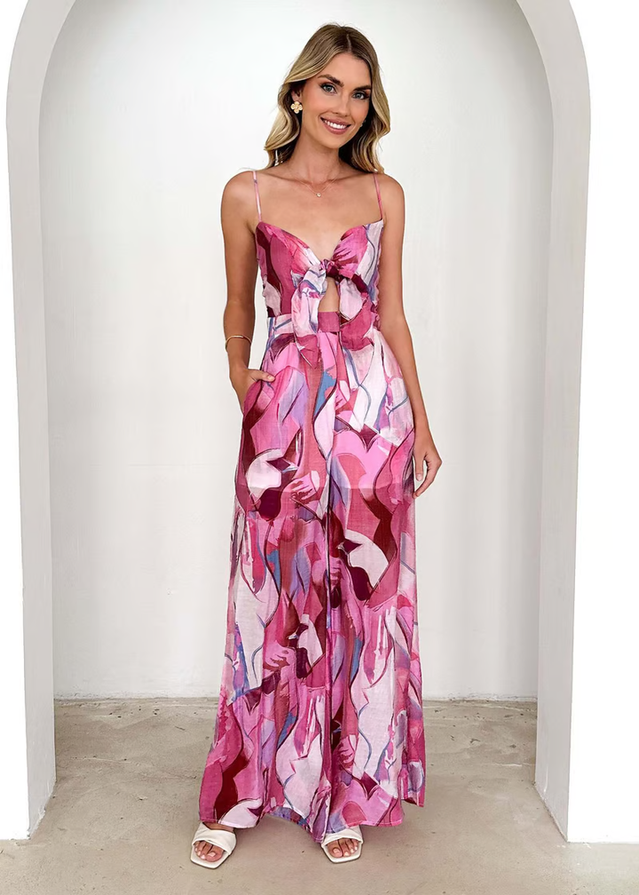 Sofia | Damen ärmelloser Cut-Out Jumpsuit mit Taschen