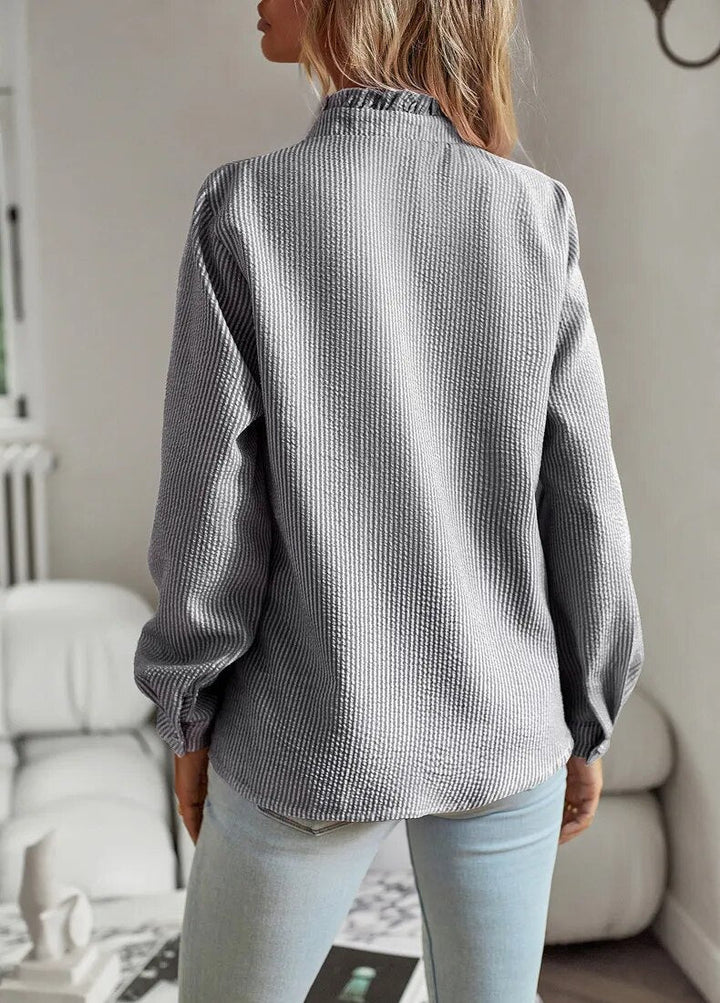 Belle | Elegante Polo-Bluse für Damen mit Streifen und langen Ärmeln