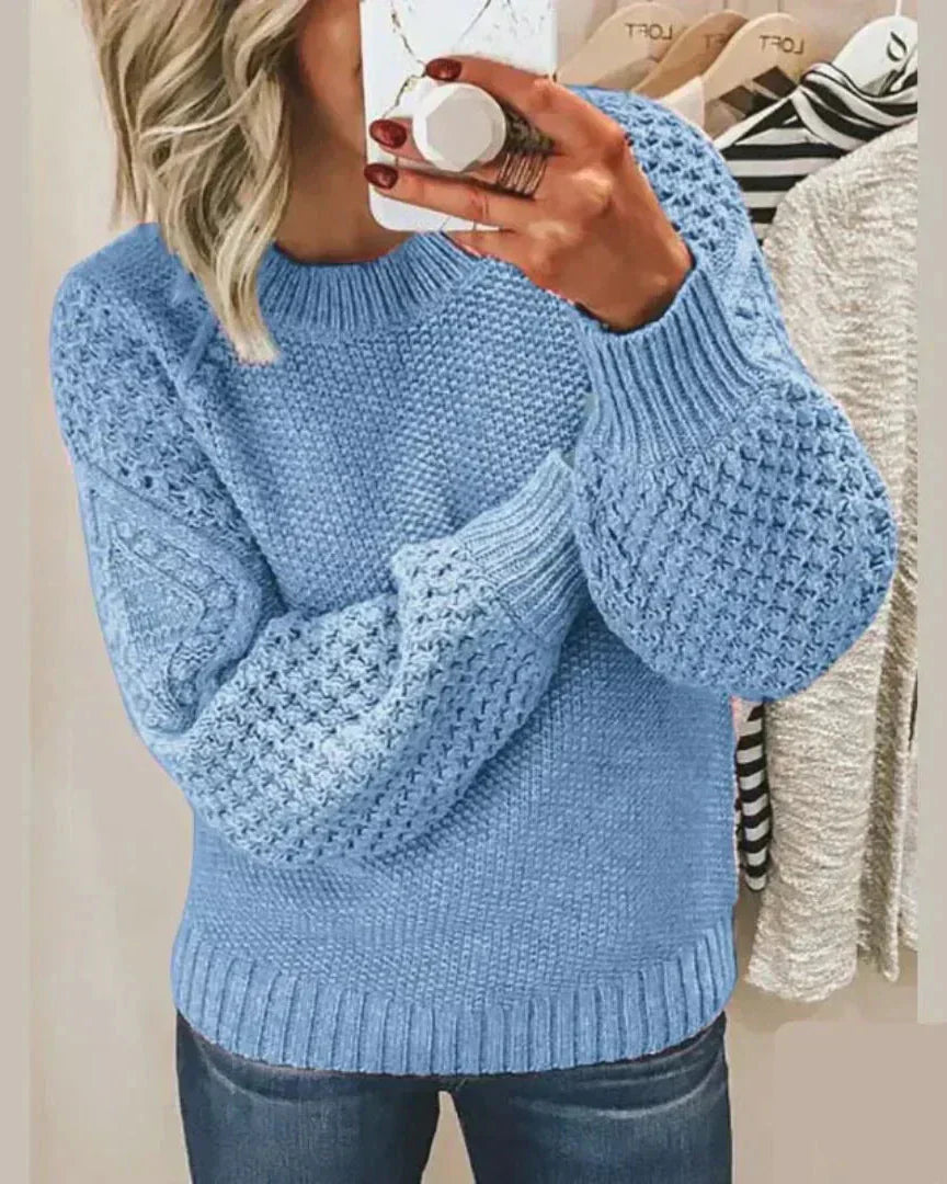 Hazel | Der Gemütliche Strickpullover für Damen mit Rundhalsausschnitt