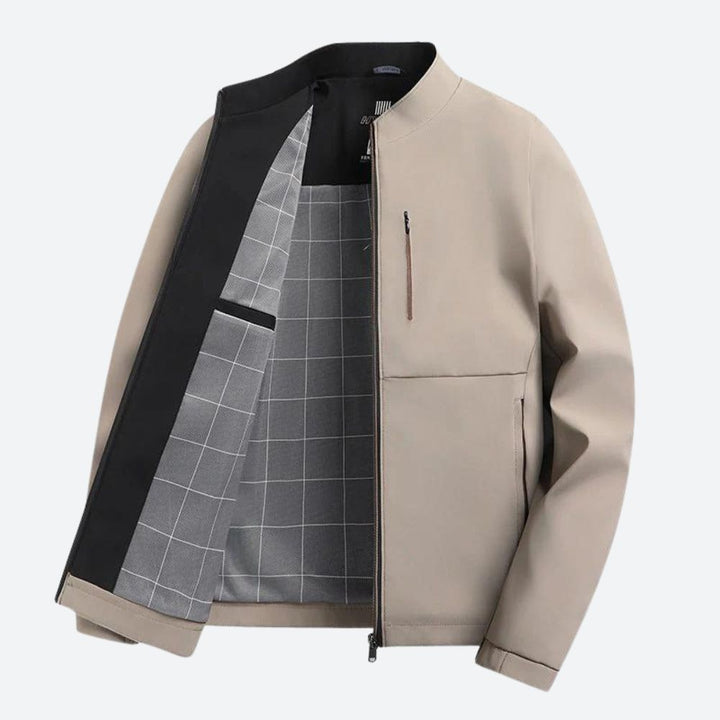 Klassische Zip-Jacke für Herren mit Rundhalsausschnitt und langen Ärmeln