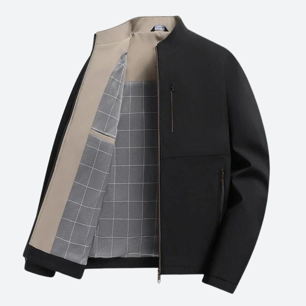 Klassische Zip-Jacke für Herren mit Rundhalsausschnitt und langen Ärmeln