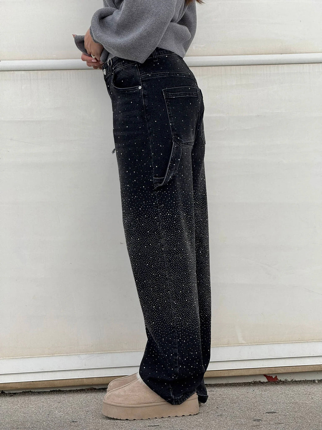 Violette | Hose für Damen mit hoher Taille und weiten Beinen und Knopftaschen