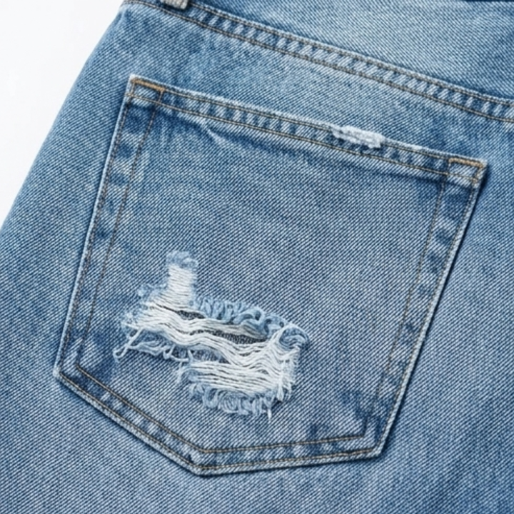 Vivara | Vintage-inspirierte, cropped Straight Leg Jeans für Damen mit Fransen