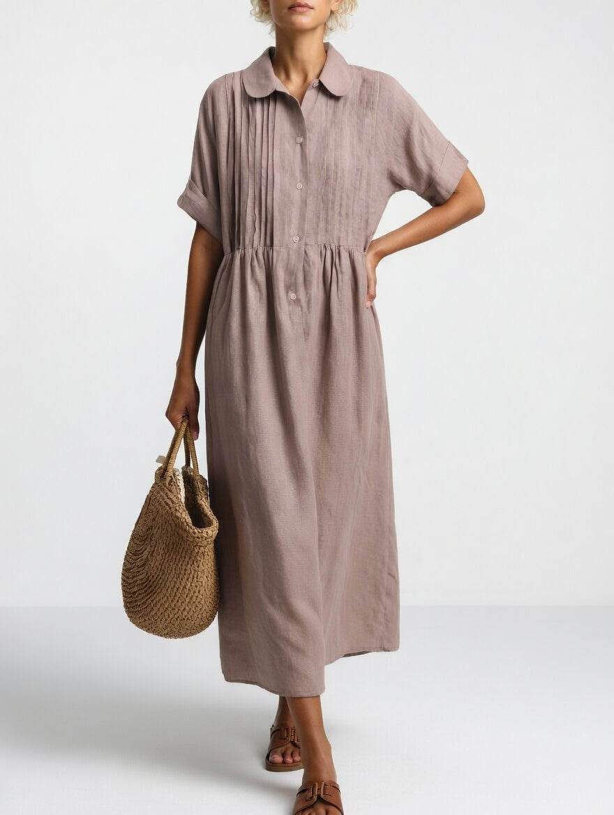 Lindie | Müheloses Sommerhemdkleid für Damen mit kurzen Ärmeln und langen Ärmeln