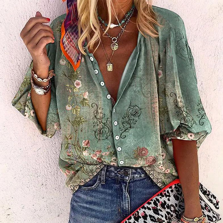 Sina | Blumenmuster-Bluse für Damen mit Knöpfen