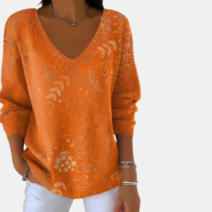 Diana | Anspruchsvolle Bluse für Damen mit V-Ausschnitt und langen Ärmeln