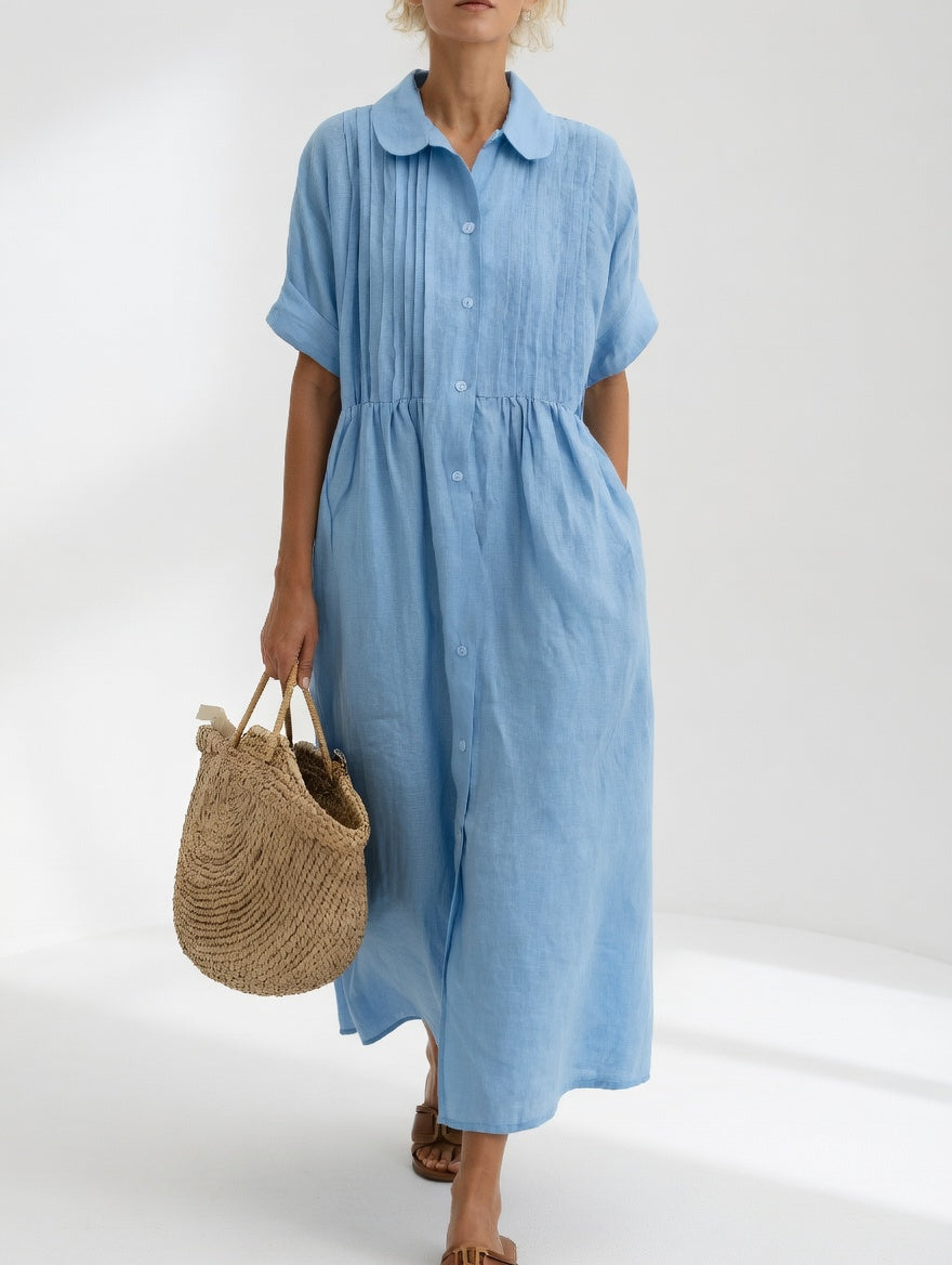 Lindie | Müheloses Sommerhemdkleid für Damen mit kurzen Ärmeln und langen Ärmeln