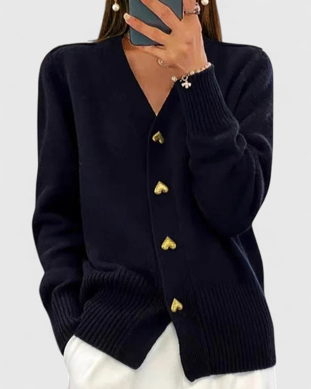 Isabella | Eleganter Herbst-Cardigan für Damen mit V-Ausschnitt und langen Ärmeln