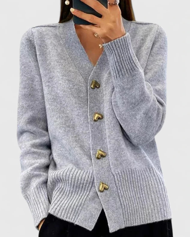 Isabella | Eleganter Herbst-Cardigan für Damen mit V-Ausschnitt und langen Ärmeln