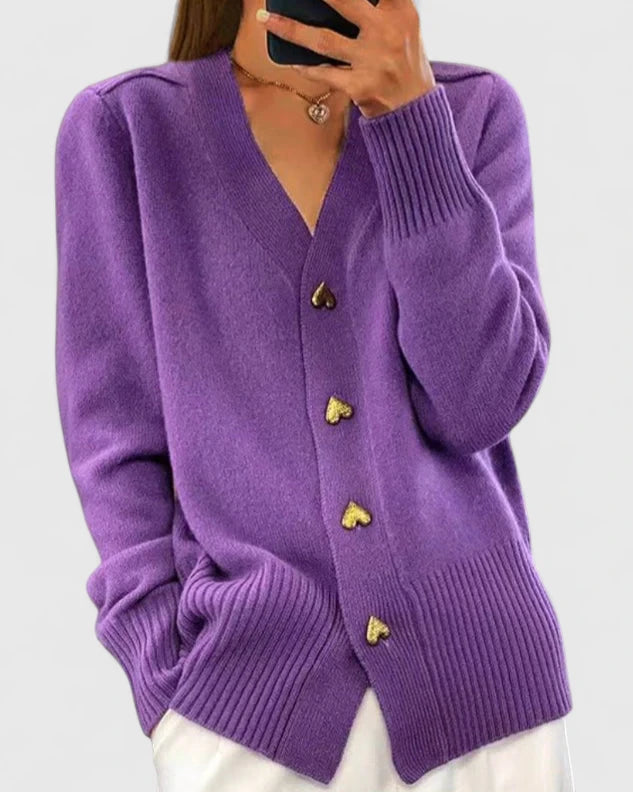 Isabella | Eleganter Herbst-Cardigan für Damen mit V-Ausschnitt und langen Ärmeln
