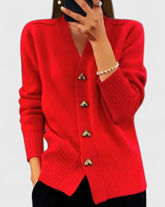Isabella | Eleganter Herbst-Cardigan für Damen mit V-Ausschnitt und langen Ärmeln
