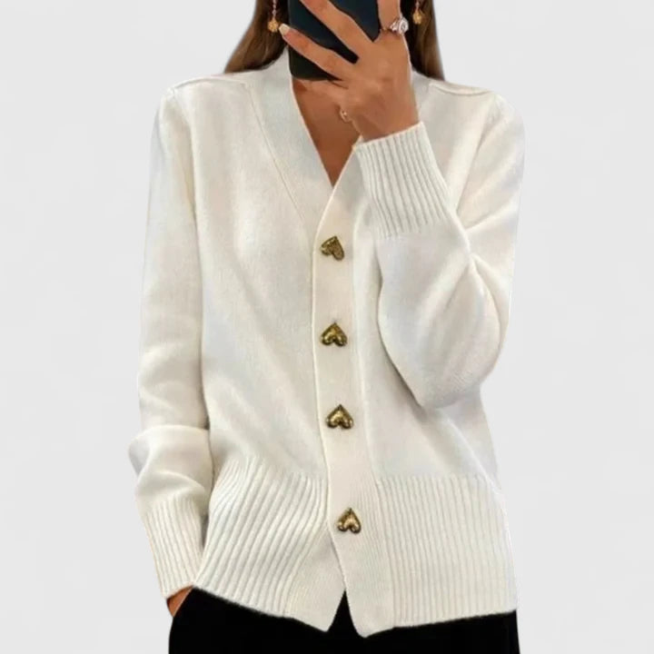 Isabella | Eleganter Herbst-Cardigan für Damen mit V-Ausschnitt und langen Ärmeln