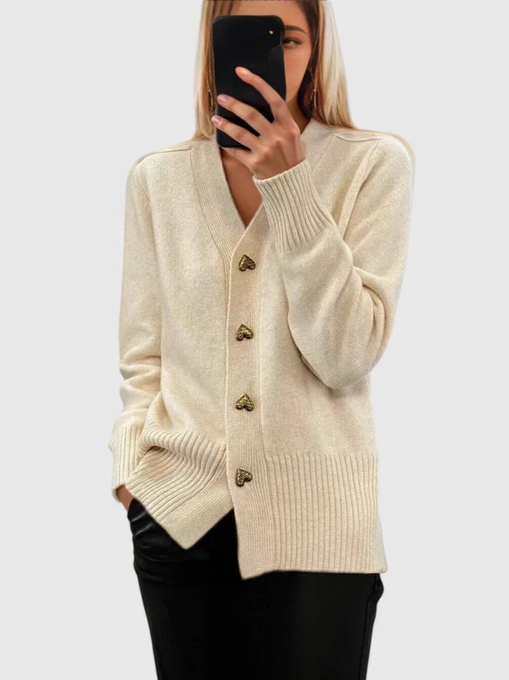 Isabella | Eleganter Herbst-Cardigan für Damen mit V-Ausschnitt und langen Ärmeln